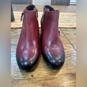 Ecco Burgundy and Black Heeled Boots